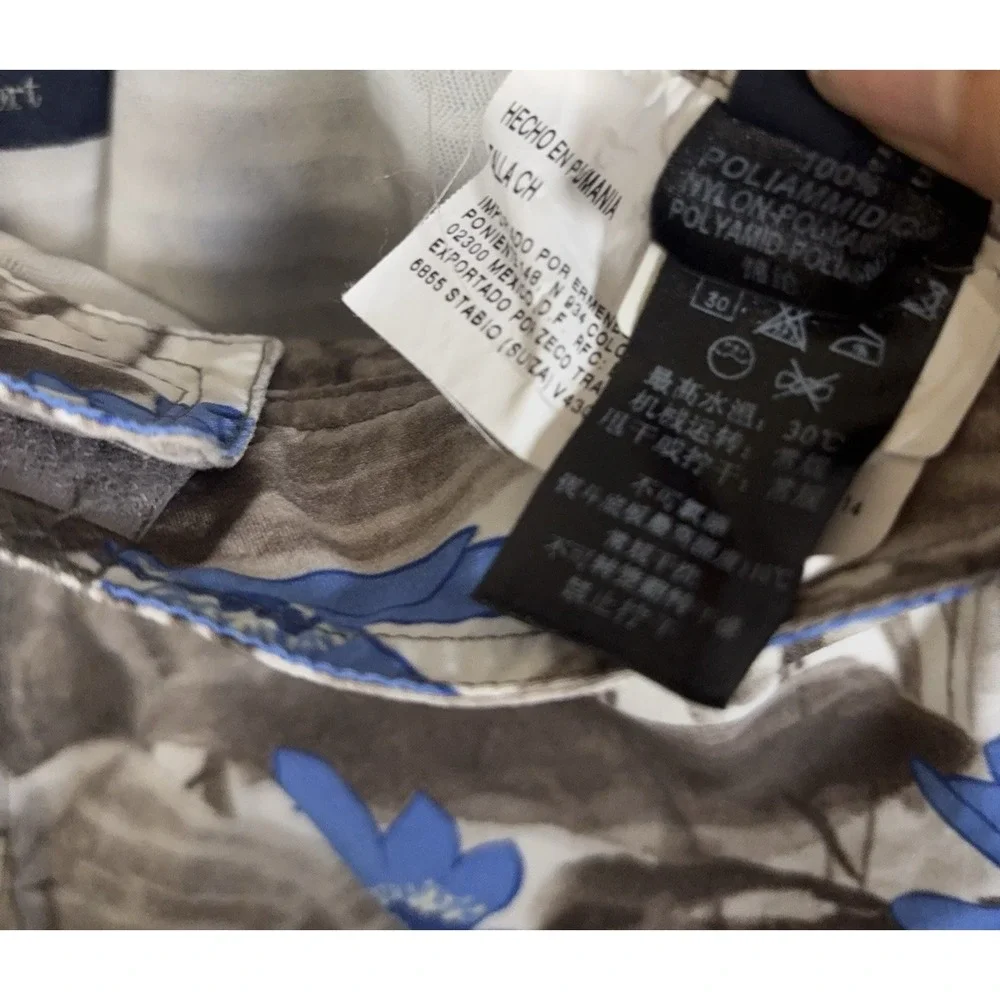 Zegna Sport Swim Trunks Shorts Mens Sz S Brown Blue‎ Tropical Floral Hibiscus